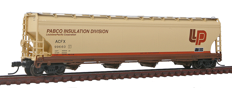 ACF 5701 Centerflow Plastics Hopper - Ready to Run - Master(R) -- Louisiana-Pacific ACFX #99660 (gray, brown, Pabco Insulation Division)