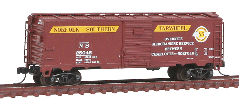 1932 ARA 40' Steel Boxcar - Ready to Run - Master(R) -- Original Norfolk Southern #25045 (Tarwheeel Overnight, Boxcar Red, yellow)