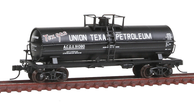 11,000-Gallon Tank Car w/Platform - Ready to Run - Master(R) -- Union Texas Petroleum #91080 (black, white, Texgas Logo)