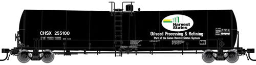 Trinity 25,500-Gallon Tank Car - Ready to Run - Master(R) -- Harvest States CHSX #255098 (black, white, green yellow)