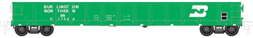 Evans 52' Gondola - Ready to Run -- Burlington Northern #577555 (Cascade Green, white)