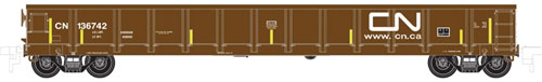 Evans 52' Gondola - Ready to Run -- Canadian National #136647 (Boxcar Red, white, yellow; Noodle Website Logo)