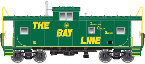 Extended-Vision Caboose No Roofwalk - Ready to Run -- Atlanta & St. Andrews Bay #10 (green, yellow, The Bay Line Slogan)