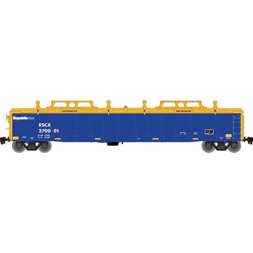 Thrall 2743 Covered Gondola - Ready to Run - Master(R) -- Republic Steel #270222 (blue, yellow Conspicuity Marks)