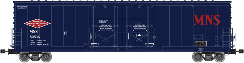 Evans 53' Double Plug-Door Boxcar - Ready to Run - Master(R) -- Minneapolis, Northfield & Southern #50066 (blue, red, white)