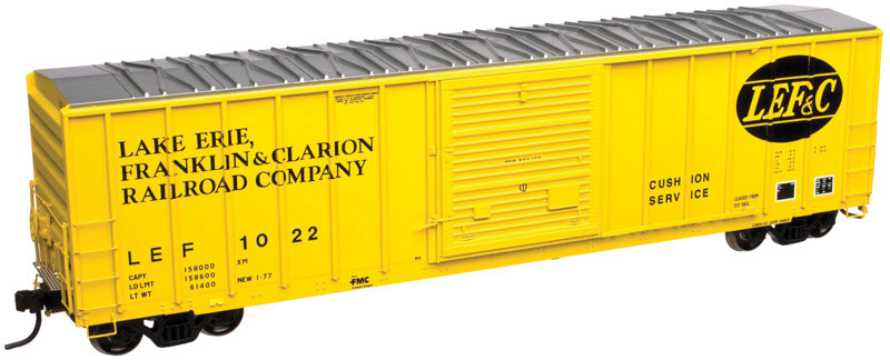 FMC 5077 Single-Door Boxcar - Ready to Run -- Lake Erie, Franklin & Clarion #1010 (yellow, black)