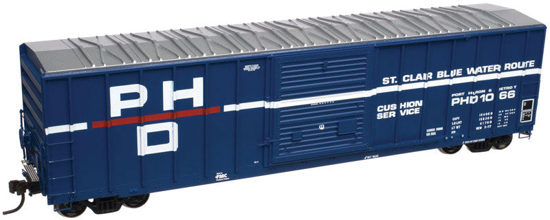 FMC 5077 Single-Door Boxcar - Ready to Run -- Port Huron & Detroit #1016 (blue, white, red)