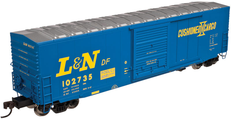 ACF Precision-Design Smooth-Side 50' Boxcar - Ready to Run - Master(R) -- Louisville & Nashville #102720 (blue, yellow, Cushioned Cargo Logo)