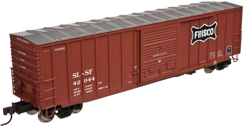 ACF Precision-Design Rib-Side 50' Boxcar - Ready to Run - Master(R) -- St. Louis-San Francisco #42200 (Boxcar Red, black Frisco Coonskin Logo)