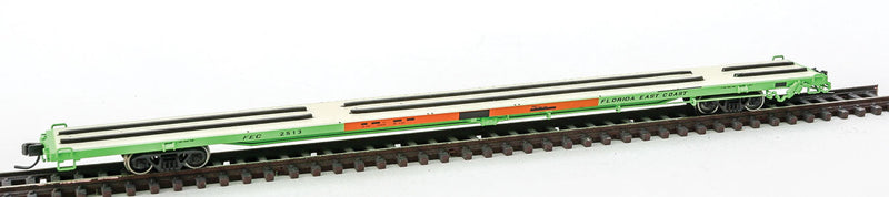 ACF 89' 4" Intermodal Flatcar - Ready to Run -- Florida East Coast #2513 (green, orange)