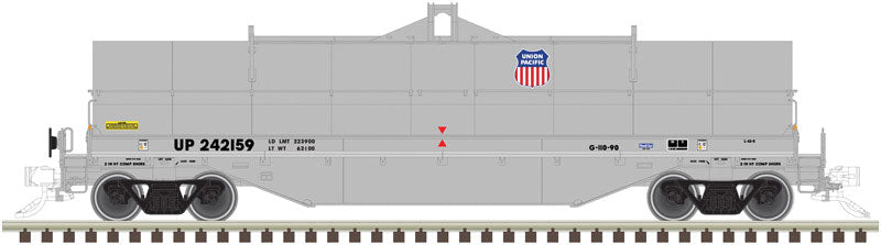 42' Coil Steel Car w/Fishbelly Side Sill - Ready to Run - Master(R) -- Union Pacific #242080 (gray, Shield on Hood)