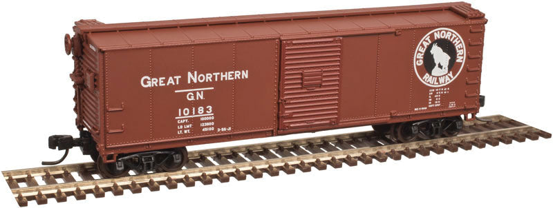 USRA Steel Rebuilt Boxcar - Ready to Run - Master(R) -- Great Northern #10183 (Boxcar Red, black, Rocky Silhouette Logo)