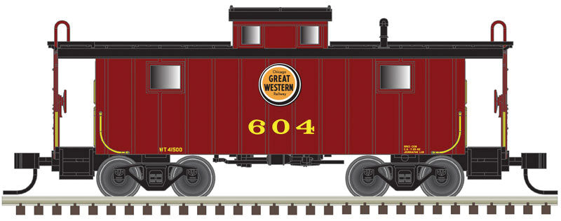 NE-5 Steel Cupola Caboose - Ready to Run -- Chicago Great Western #609 (maroon, black, Lucky Strike Logo)