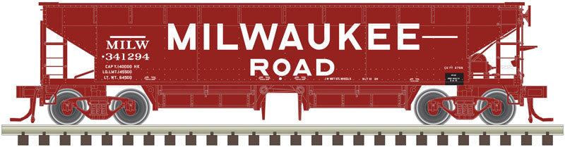 70-Ton Hart Ballast Car 3-Pack - Ready to Run - Master(R) -- Milwaukee Road #341076, 341213, 341224 (Boxcar Red, Billboard Lettering)