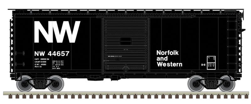 PS-1 40' Boxcar w/6'Door - Ready to Run - Master(R) -- Norfolk & Western 44328 (black, white, NW Logo)