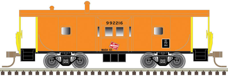 International Steel Bay Window Caboose - Ready to Run -- Milwaukee Road #992216 (orange, yellow)