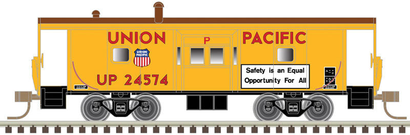 International Steel Bay Window Caboose - Ready to Run -- Union Pacific 24574 (Armour Yellow, red)