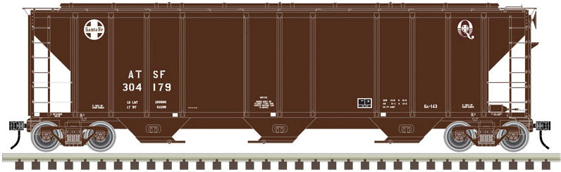 PS-2 4427 3-Bay Covered Hopper - Ready to Run - Master(R) -- Santa Fe 304977 (Boxcar Red, small circle-cross and Q logos)