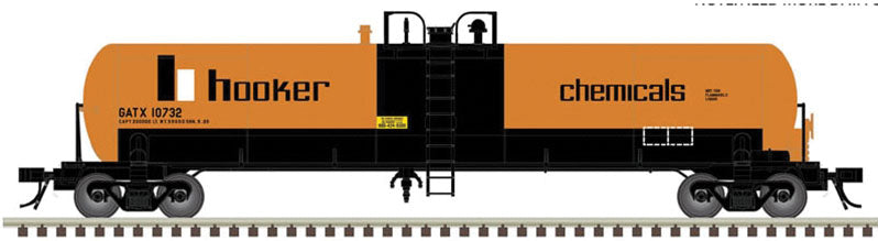 GATX 20,700-Gallon Tank Car - Ready to Run - Master(R) -- Hooker Chemical GATX #10732 (orange, black)