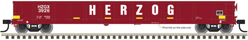 Evans 52' Gondola - Ready to Run -- Herzog #3905 (red, white; Yellow Conspicuity Marks)