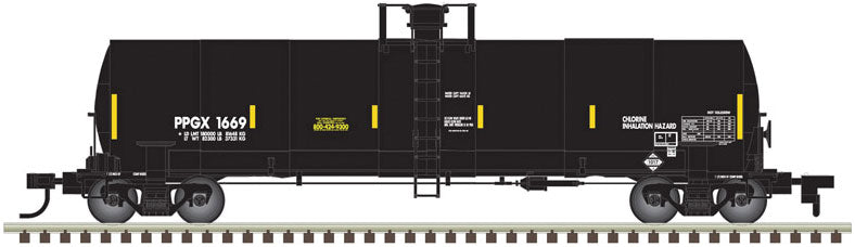ACF 17,360-Gallon Tank Car - Ready to Run - Master(R) -- PPG Industries PPGX #1691 (black, Yellow Conspicuity Stripes)