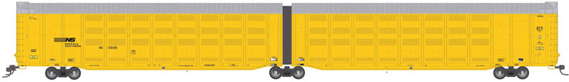 Articulated Auto Carrier - Ready to Run - Master(R) -- Norfolk Southern #110117 (yellow, silver, black, white)