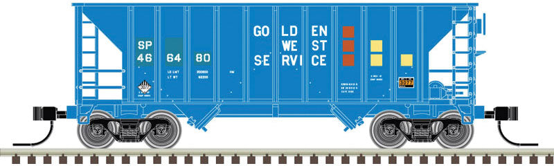 Greenville 100-Ton 2-Bay Hopper - Ready to Run - Master(TM) -- Southern Pacific #466480 (Ex-GVSR; blue, yellow, red)