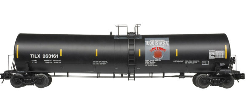 Trinity 25,500-Gallon Tank Car - Ready to Run - Master(R) -- Louisiana Hot Sauce TILX (black, gray, red)