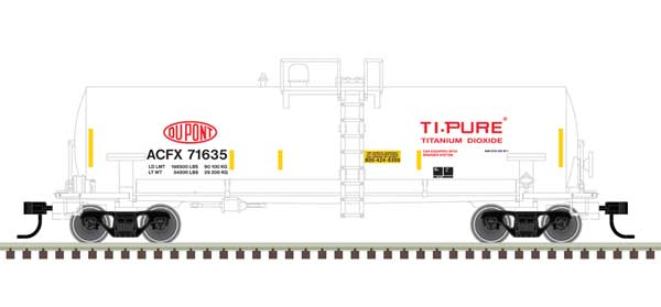ACF 14,000-Gallon Kaolin Tank Car - Ready to Run -- Dupont 71635 (white, red, black, yellow conspicuity marks, TiPure)