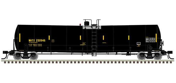 Trinity 25,500-Gallon Tank Car 3-Pack - Ready to Run -- NATX #250951, 250972, 250986 (black, yellow UTCK repaint)