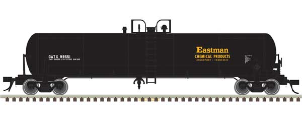 GATX 20,700-Gallon Tank Car - Ready to Run - Master(R) -- Eastman Chemical GATX #99551 (black, white, yellow)