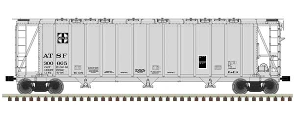 General American 3500 Dry-Flo 3-Bay Covered Hopper - Ready to Run -- Santa Fe #300694 (gray, black)