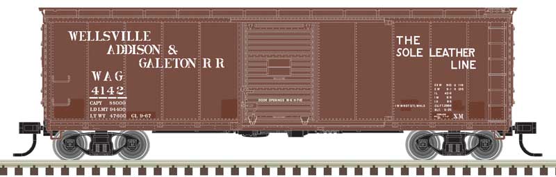 USRA Steel Rebuilt 40' Boxcar - Ready to Run - Master(R) -- Wellsville, Addison & Galeton RR #4142 (Boxcar Red, white)