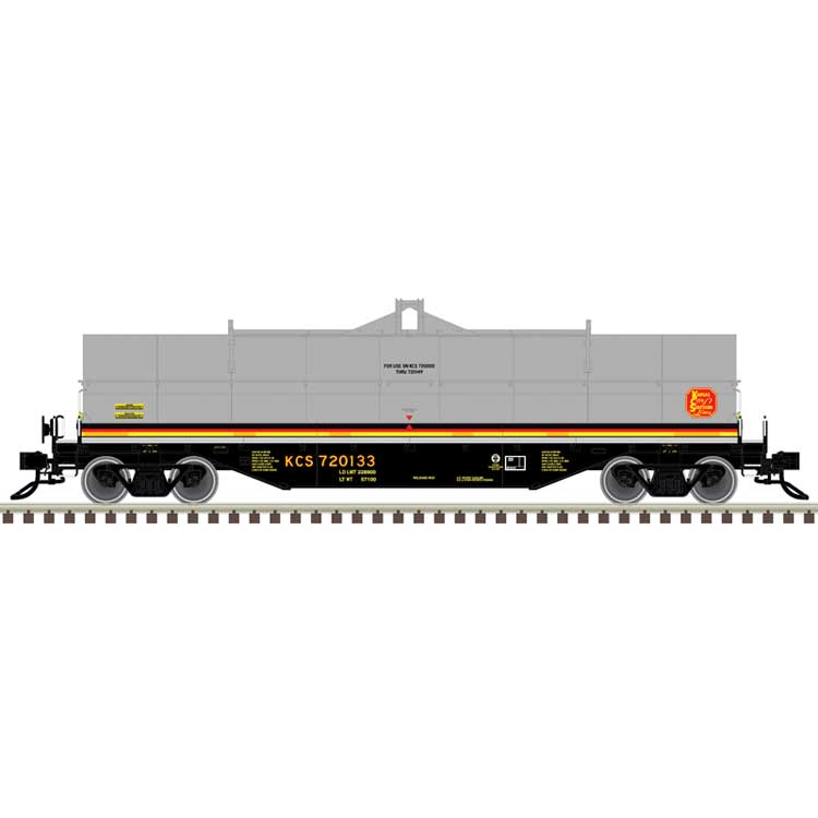 42' Coil Steel Car with Fishbelly Side Sill - Ready to Run - Master(R) -- Kansas City Southern #720023 (gray, black, red, yellow)