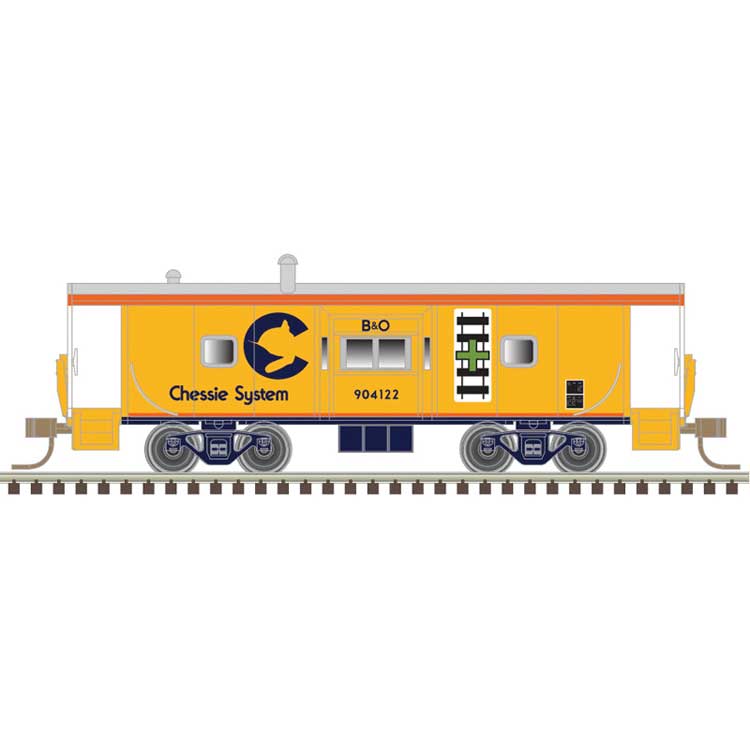 International Steel Bay Window Caboose - Ready to Run - Master(R) -- Chessie System B&O #904060 (yellow, blue, vermillion, silver)