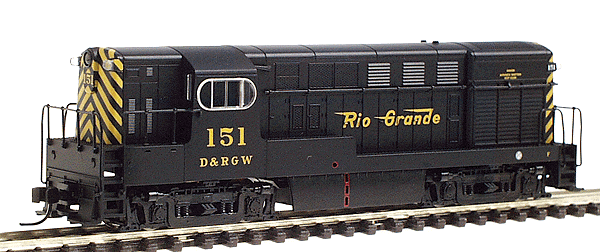 F-M H15-44 Early Body, Square Windows, Body Handrail - Standard DC -- Denver & Rio Grande Western #151 (black, yellow)