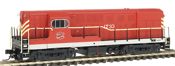 F-M H16-44 Early Body, Square Windows, Sill Handrail - Standard DC -- Missouri-Kansas-Texas #1733 ("Katy;" red, yellow, gray)