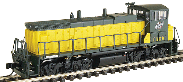 EMD MP15DC - Standard DC - Master(R) -- Chicago & North Western #1305 (early yellow & green)
