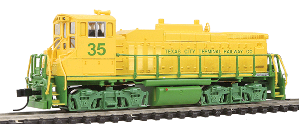EMD MP15DC - Standard DC - Master(R) -- Texas City Terminal #35 (yellow, green), Angled Air Filter