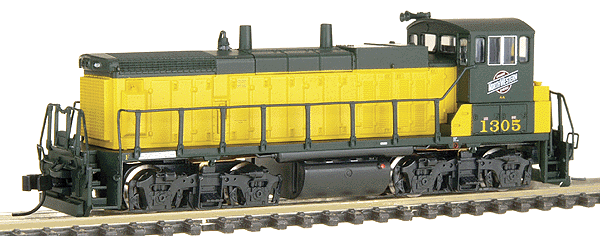 EMD MP15DC w/DCC -- Chicago & North Western #1305 (early yellow & green)
