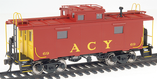 International Car Co. NE-6 Caboose - Ready-to-Run -- Akron, Canton, & Youngstown #69 (red, yellow, black; NH Style Body)