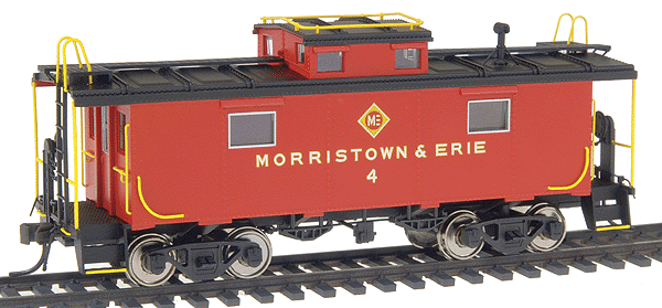 International Car Co. NE-6 Caboose - Ready-to-Run -- Morristown & Erie #4 (red, white, yellow; NH Style Body)