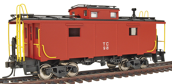 International Car Co. NE-6 Caboose, Ready-to-Run -- Tennessee Central #98 (red, yellow) NH Style (Windows Closer To Cupola)