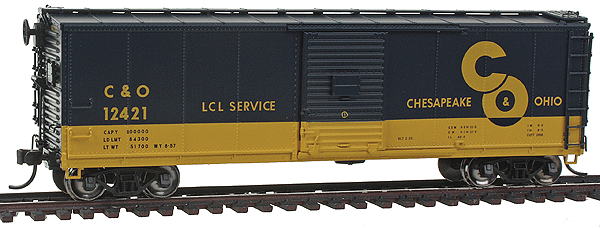 USRA Steel Rebuilt Boxcar - Ready to Run - Master(R) -- Chesapeake & Ohio #12421 (blue, yellow; "LCL Service" Markings, Large Logo