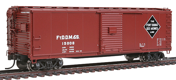 USRA Steel Rebuilt Boxcar - Ready to Run - Master(R) -- Fort Dodge, Des Moines & Southern #15008 (brown, Large Diamond Logo)
