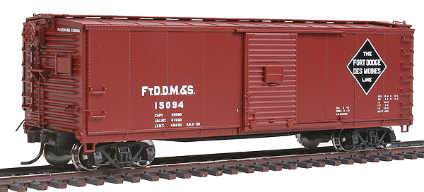USRA Steel Rebuilt Boxcar - Ready to Run - Master(R) -- Fort Dodge, Des Moines & Southern #15094 (brown, Large Diamond Logo)