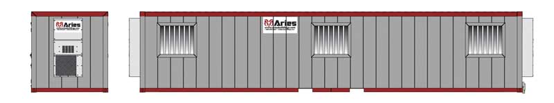 40' Mobile Office Container - Assembled -- Aries (gray, maroon)