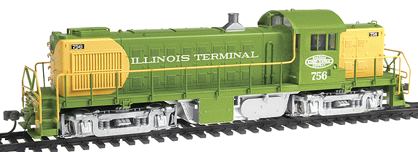 Diesel Alco RS-1 - Powered -- Illinois Terminal #756 (green, yellow) w/Friction Bearing Truck Sideframes
