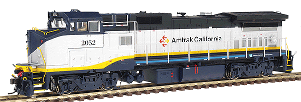 Diesel Master Series Silver Dash 8-32BHW Powered - Standard -- Amtrak California #2052 (silver, blue, black, yellow)