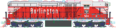 Diesel EMD SD24 Powered - No Decoder -- Chicago, Burlington & Quincy #502 (red, gray, white)
